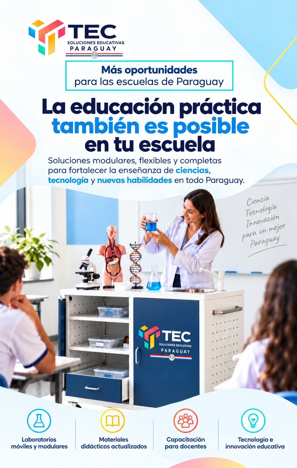 Recursos TEC para la enseñanza práctica de ciencias, tecnología y nuevas habilidades. Imagen ilustrativa.